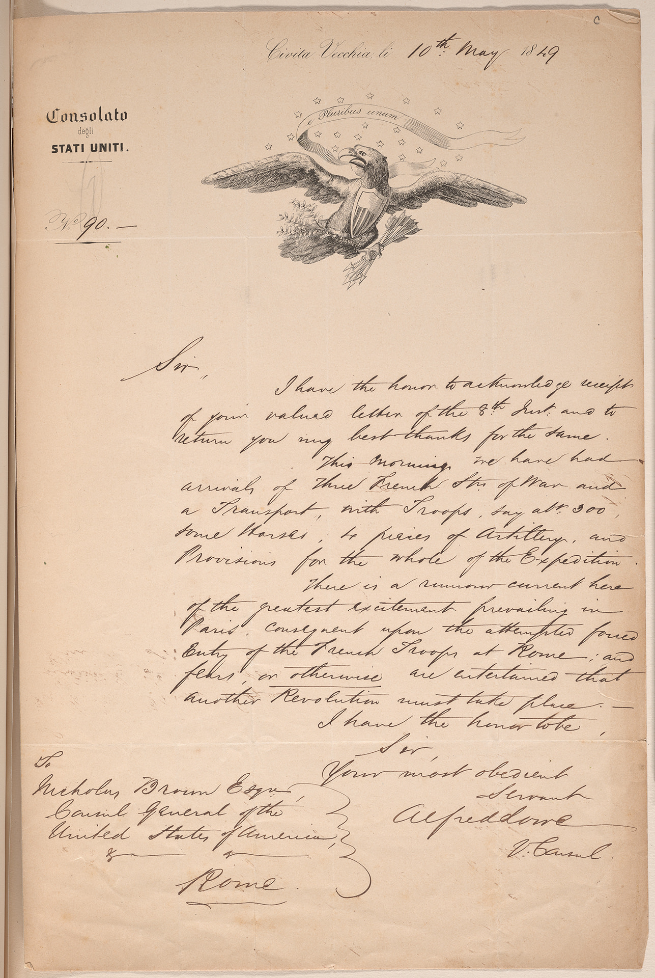 Handwritten letter from Alfred Lowe to Nicholas Brown
