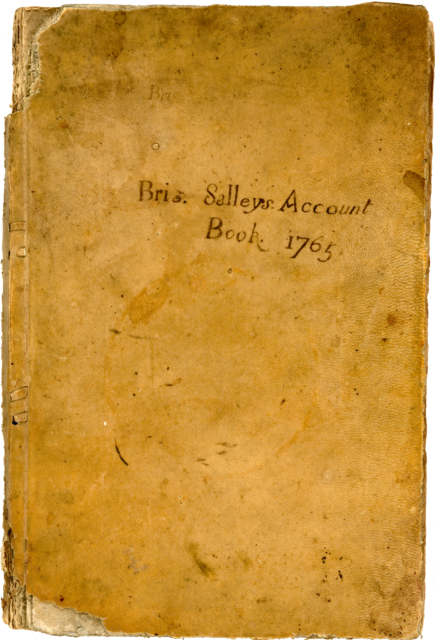 Aged cover of a book titled 'Brig. Salleys Account Book 1765'