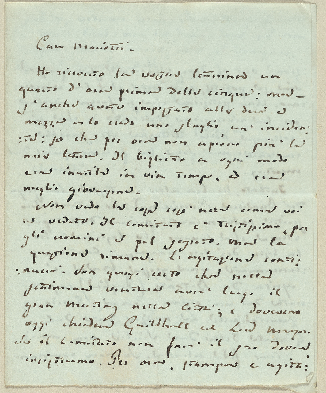 Handwritten letter from Giuseppe Mazzini to L. Mariotti
