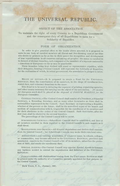 Typed document from The Universal Republic