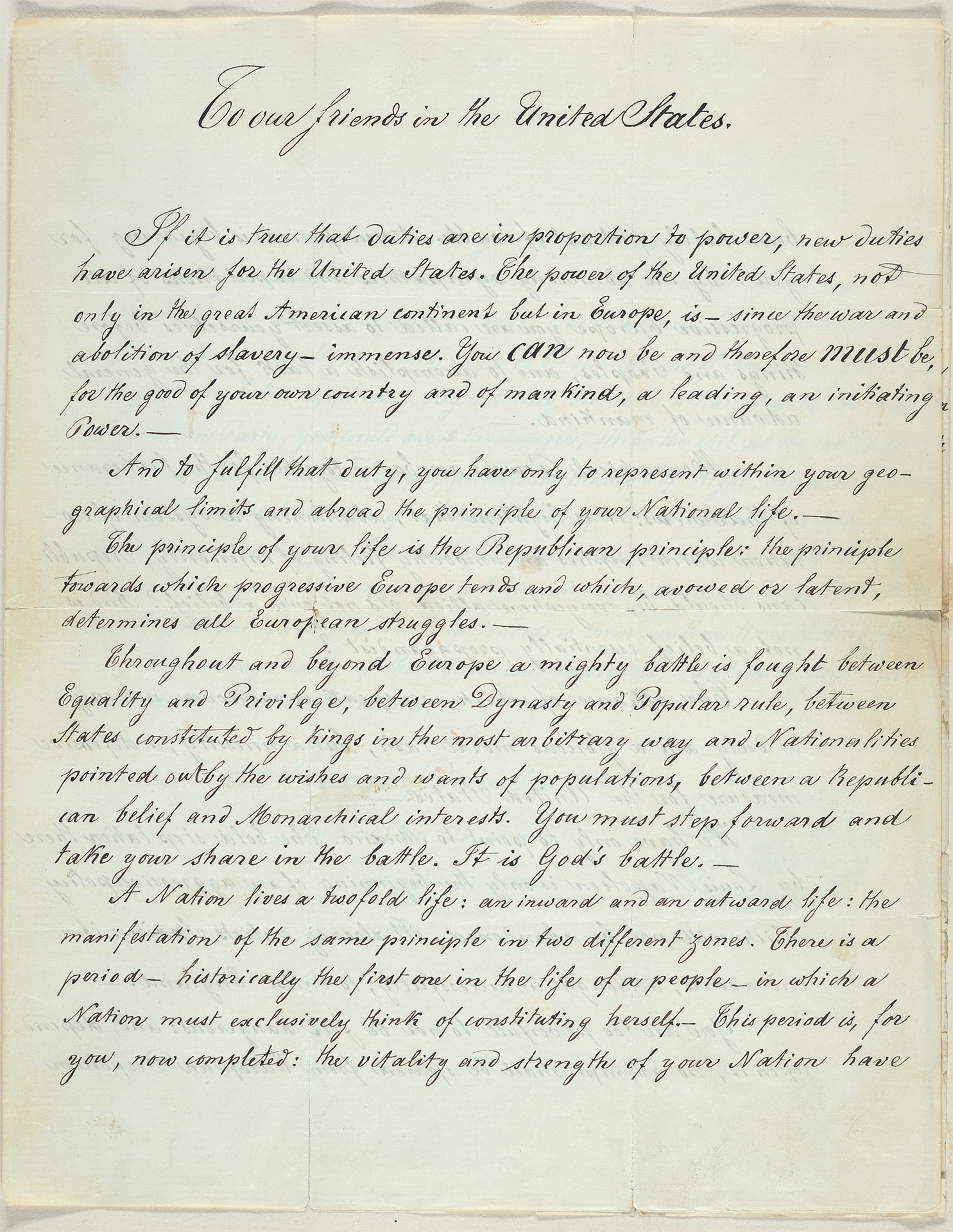 Handwritten Giuseppe Mazzini speech