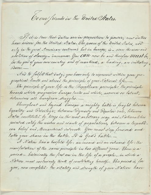 Handwritten Giuseppe Mazzini speech