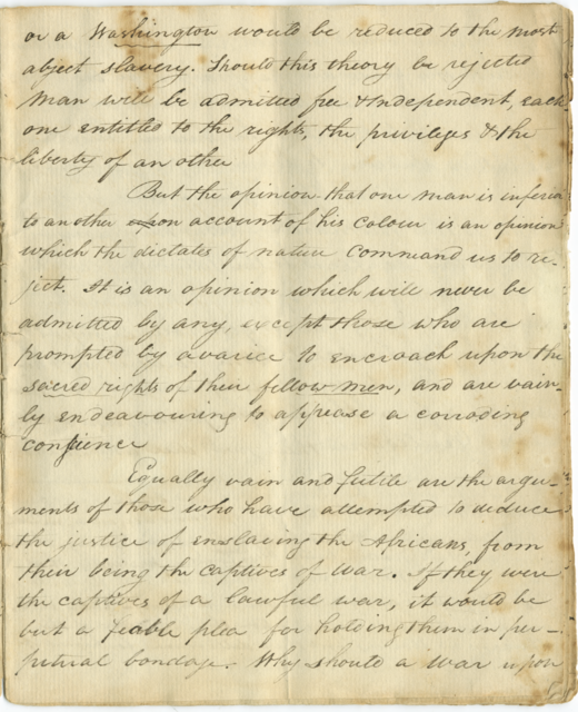 Detail from handwritten commencement address