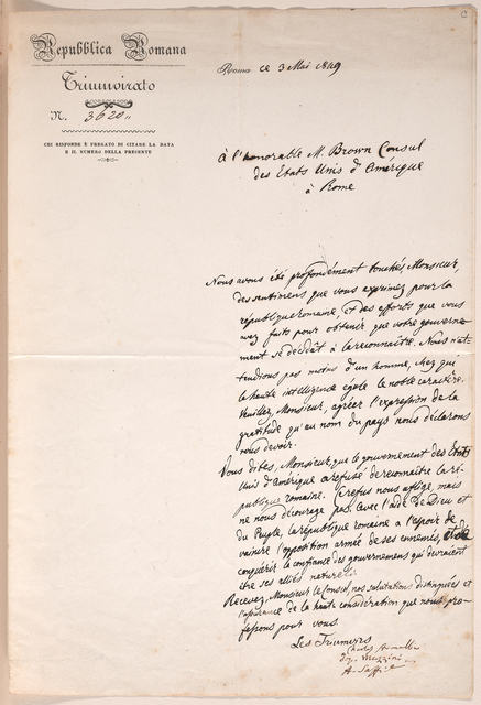 Handwritten letter from Charles Armellini to Nicholas Brown