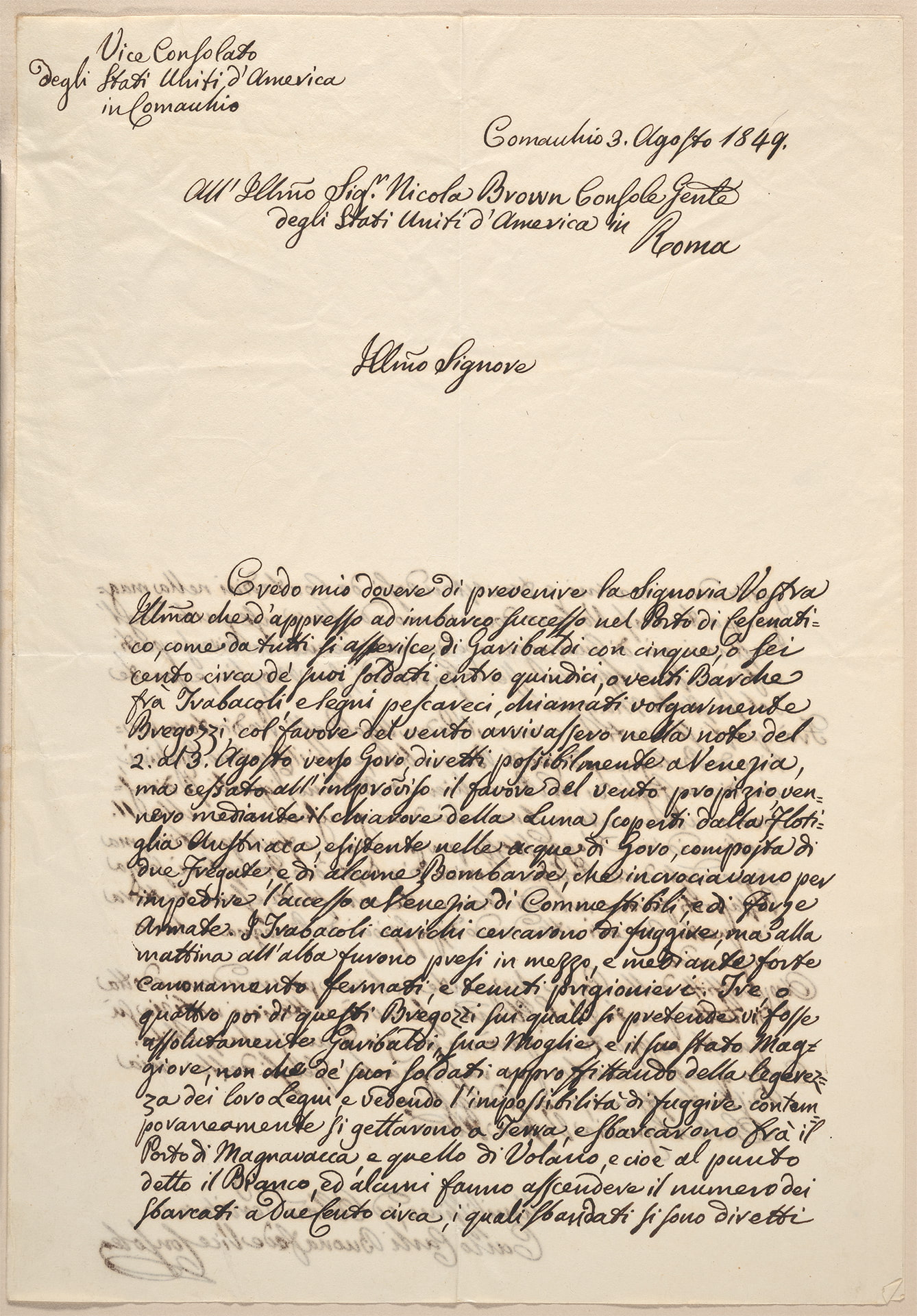Handwritten letter from Carlo Carli to Nicholas Brown
