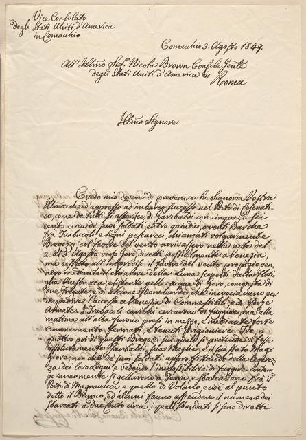 Handwritten letter from Carlo Carli to Nicholas Brown