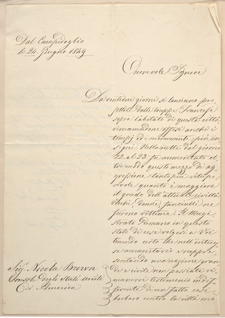Handwritten letter from a group of Italian consuls to Nicholas Brown
