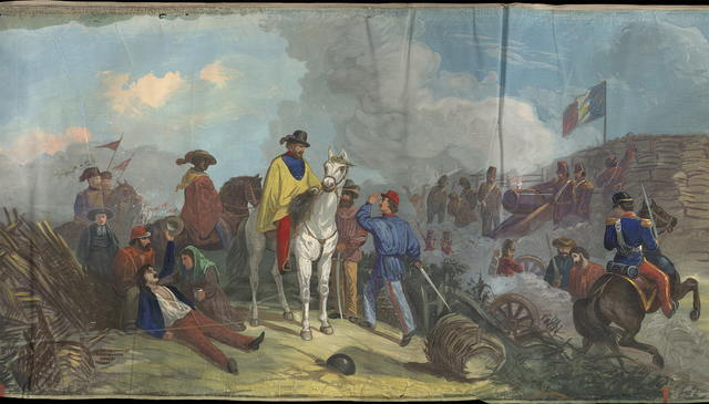 Garibaldi on horseback on the battlefield