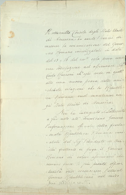 Handwritten letter from Nicholas Brown to Carlo Rusconi